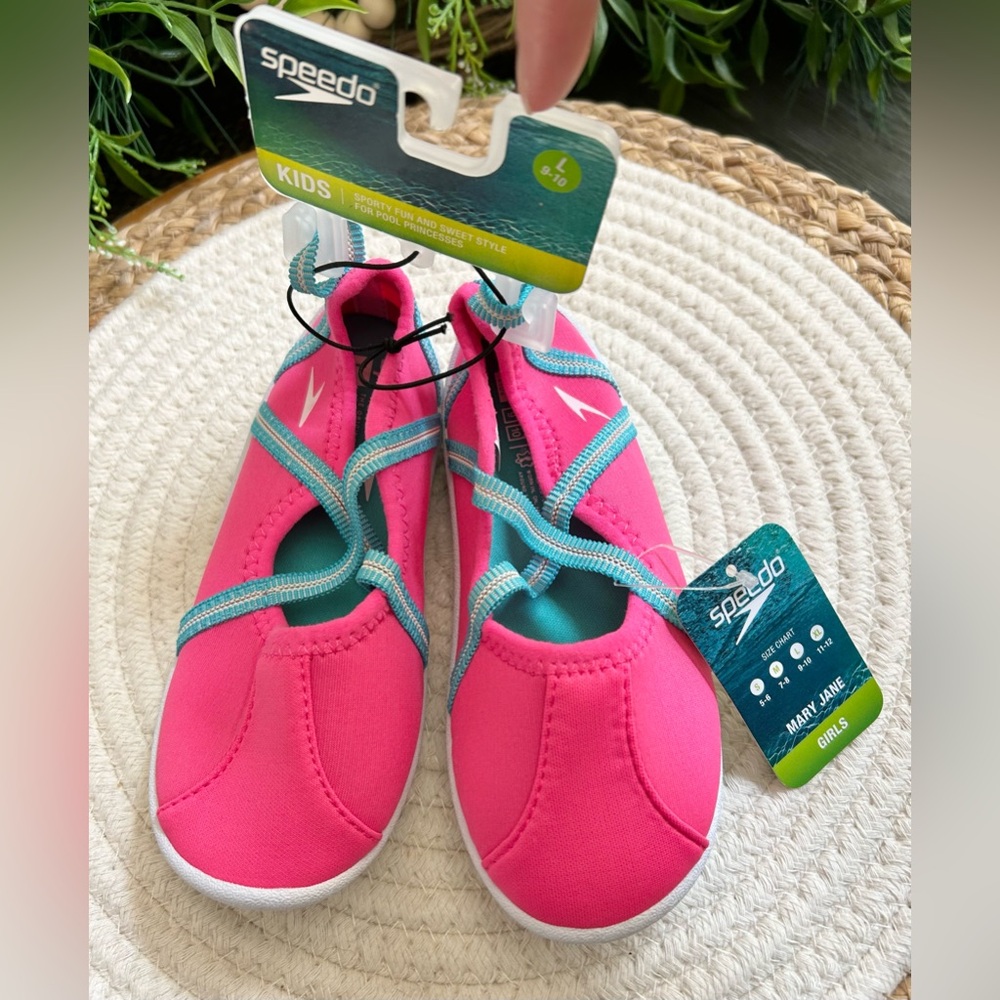 Kids Size L 9-10 Speedo Water Shoes Pink Blue Summer Vacation
